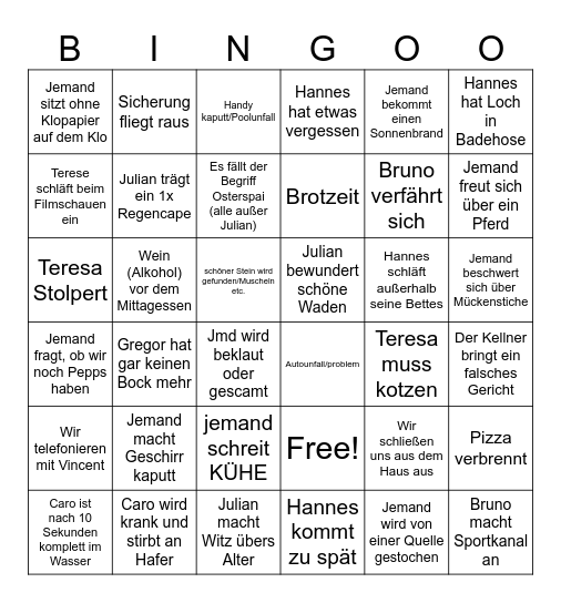 Bongo Bingo Card