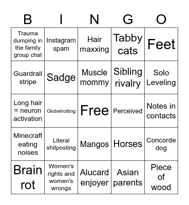 Victoria Liu BINGO Card