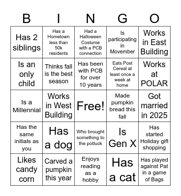 Find Someone Who Bingo Card