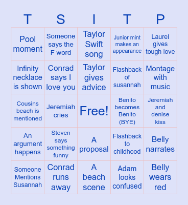The Summer I Turned Pretty Finale Bingo Card