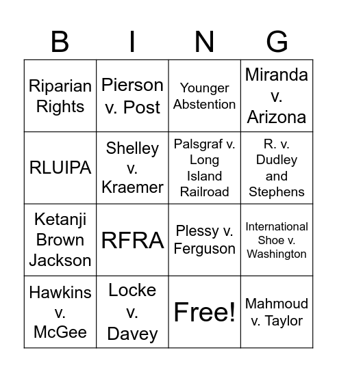 Attorney Conference Bingo Card