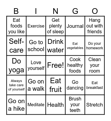 Lifestyle Bingo Card