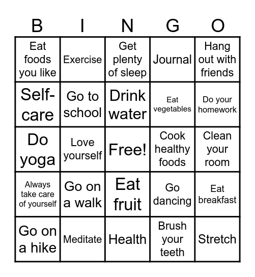 Lifestyle Bingo Card