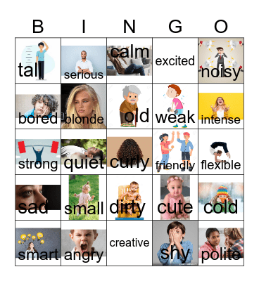 adjectives PEOPLE Bingo Card