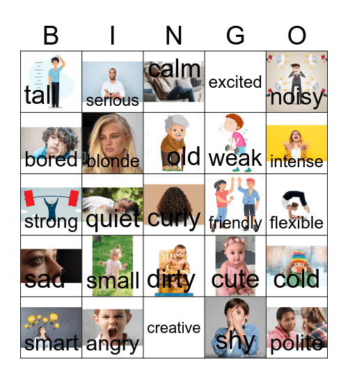adjectives PEOPLE Bingo Card