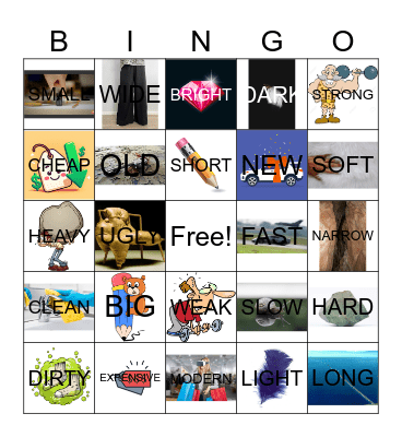 ADJECTIVES - THINGS Bingo Card