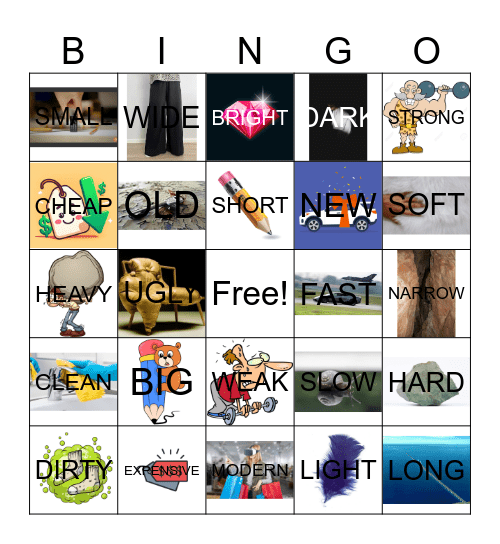 ADJECTIVES - THINGS Bingo Card
