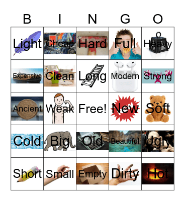 Adjectives - Things Bingo Card