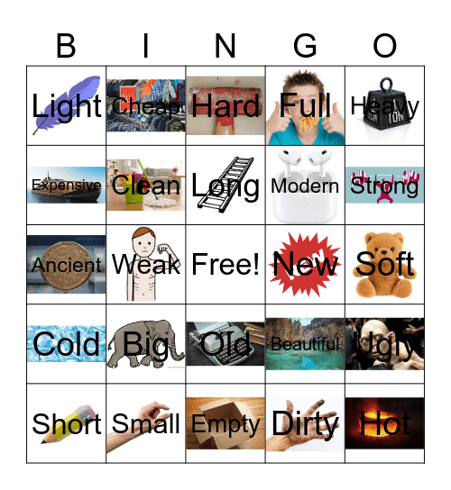 Adjectives - Things Bingo Card