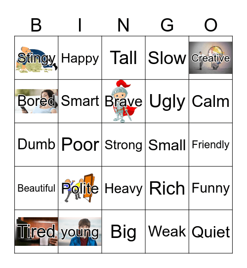 Adjectives-Bingo Card