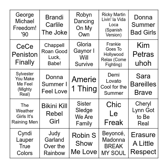 ★ Music Bingo w DJ Gimme Moore ★ Bingo Card