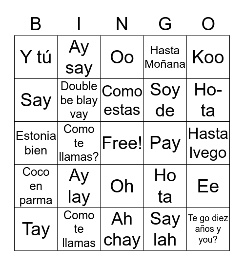 Alfabeto  Bingo Card