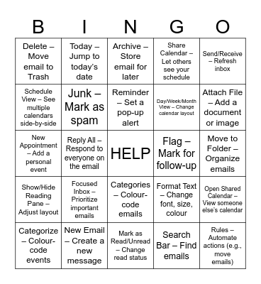 OUTLOOK (Emails) Bingo Card
