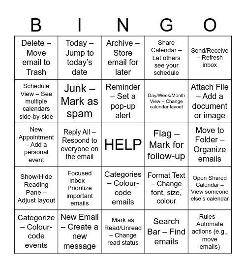 OUTLOOK (Emails) Bingo Card
