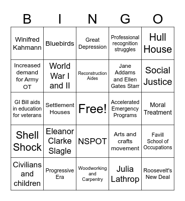 OT in Social Justice Bingo Card