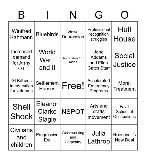 OT in Social Justice Bingo Card