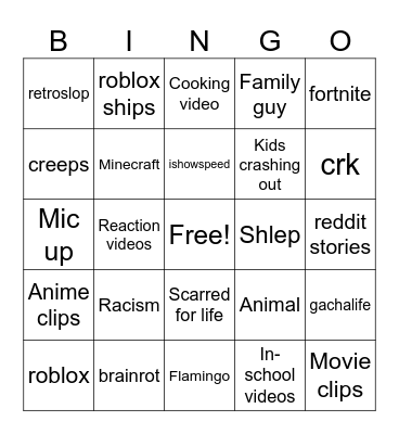 Yt shorts Bingo Card