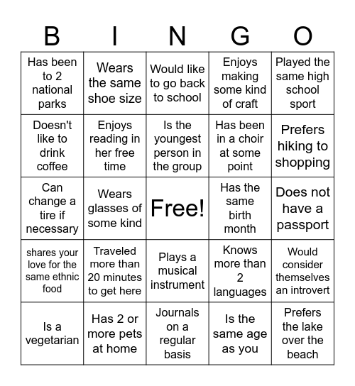 BSF Bingo Card