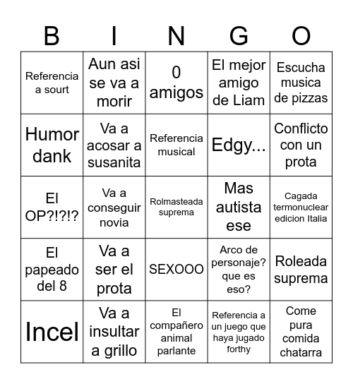 Bingo Reapers Berdly Bingo Card