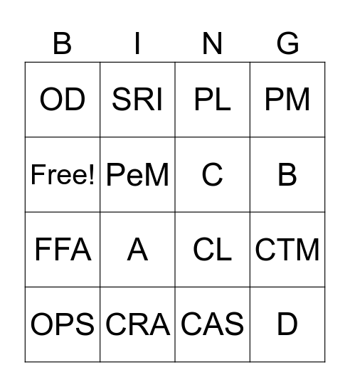 IRCCD All Hands Bingo Card