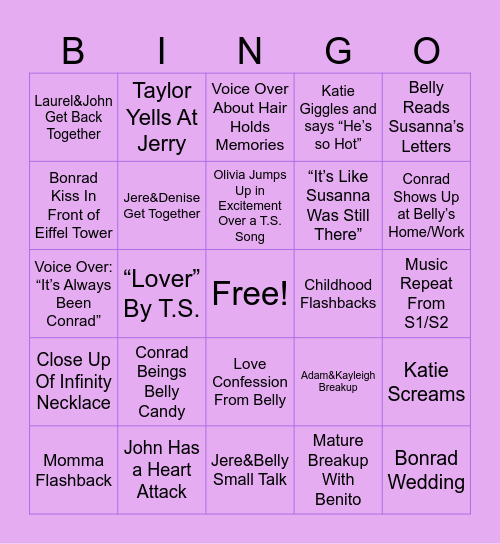 TSITP Bingo Card