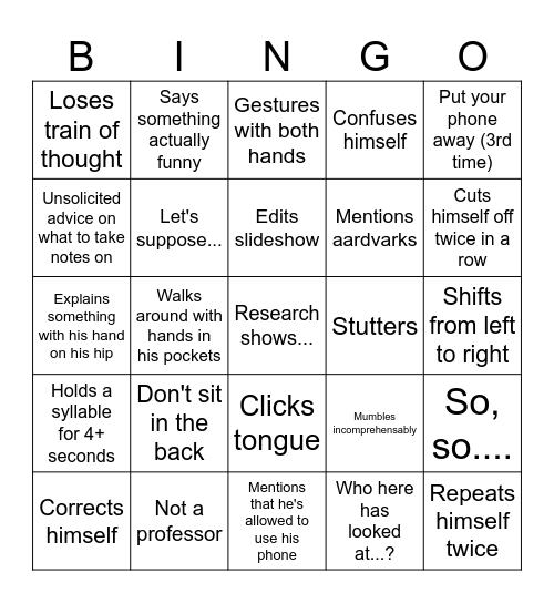 Larry Herman Bingo Card