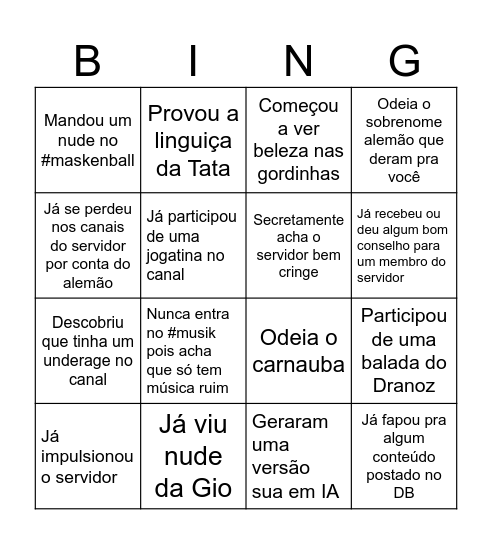 DB in a nutshell Bingo Card
