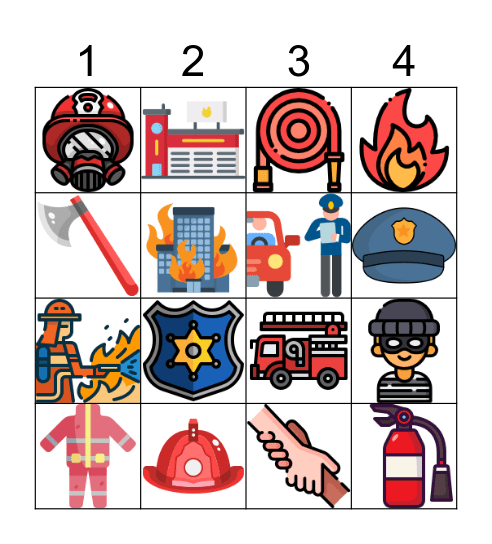Los Bomberos y las profesiones Bingo Card