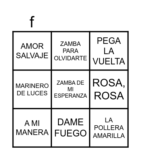 BINGO MUSICAL Bingo Card