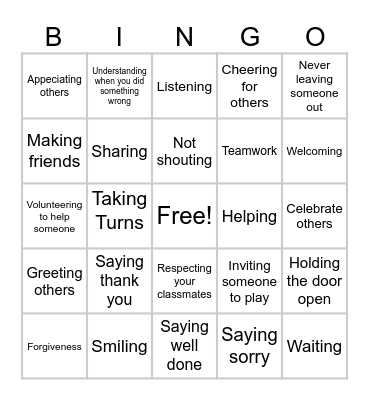 Kindness Bingo Card