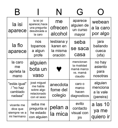 Bingo en la fonda Bingo Card