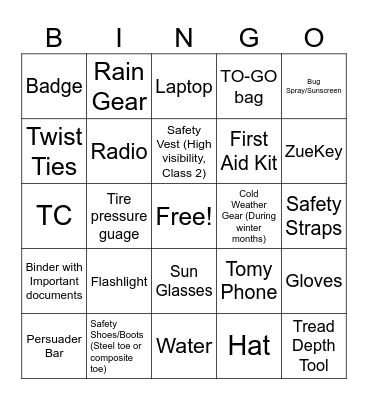 TOM team Bingo Card