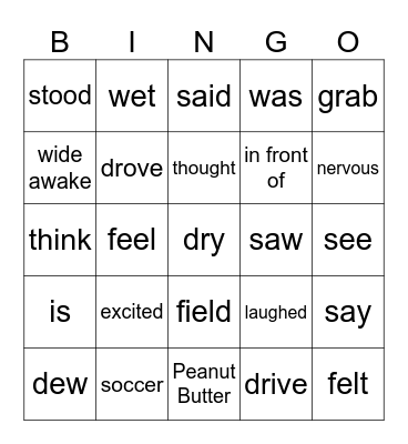 Soccer Match Story Vocab Bingo Card