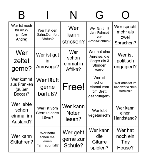 Andrés Geburtstag Bingo Card