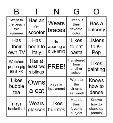 Find someone who… Bingo Card
