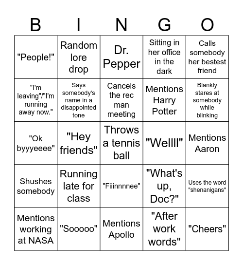 Samantha Wary Bingo Card