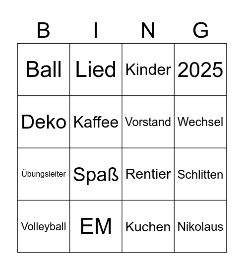 Rentierbingo 2025 Bingo Card