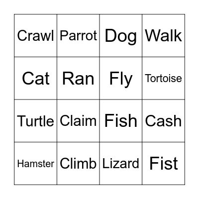 Front Runner Animals Bingo Card