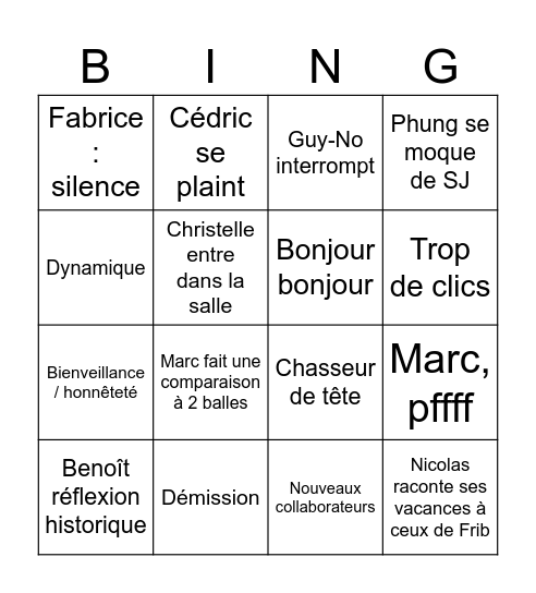 MGI Metting Bingo Card