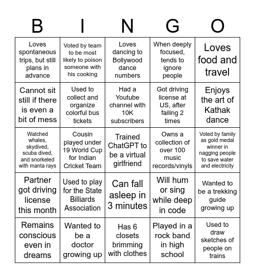 Dinakars Card Bingo Card