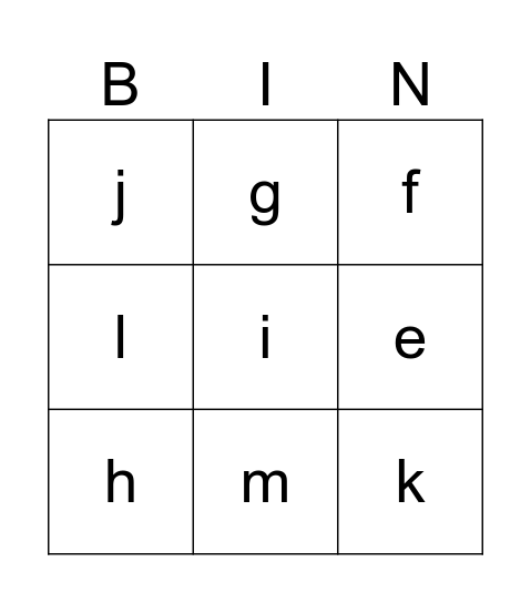 I love english Bingo Card