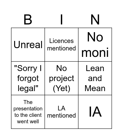 TownHall bingo Card