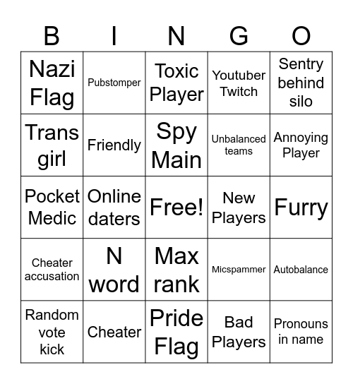 Tf2 Dustbowl Bingo Card