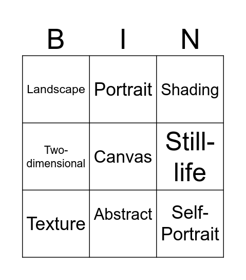 Painting Bingo Card