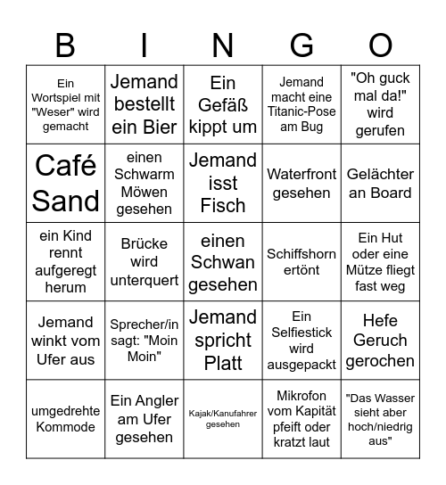 Wilde Weserfahrt Bingo Card