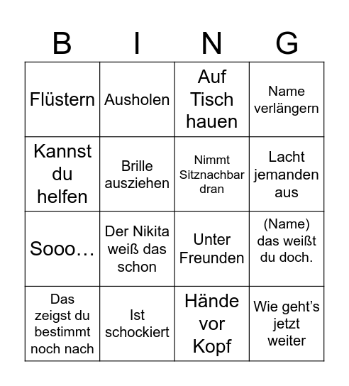 Herr Dr Thierkopf Bingo Card