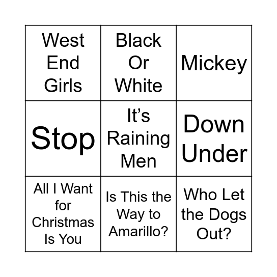 Boombox bingo Card