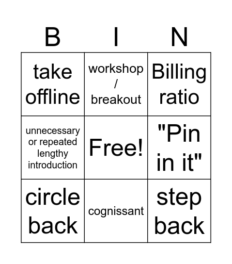 Consultancy Bingo Card