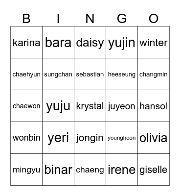 BINGO WITH WONBIN Bingo Card