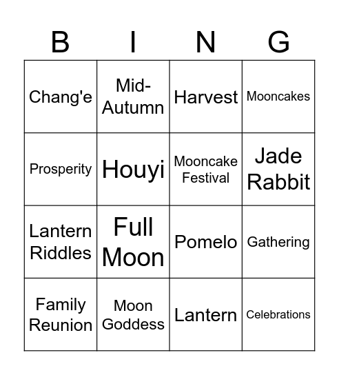 Mid-Autumn Bingo Card